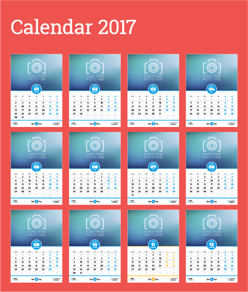 Gemeinsamer Wandkalender-Vorlage für 2017  