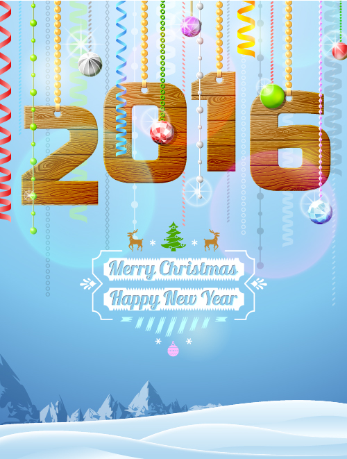 Creative 2016 christmas with new year vector design 07  