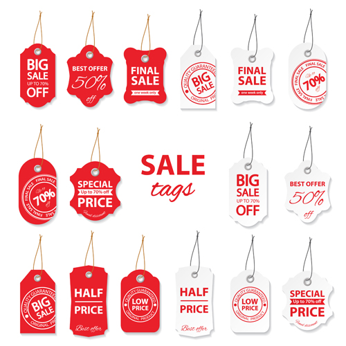 Creative red and white sales tags vectors 02  