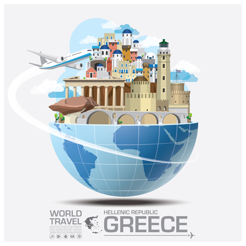 Creative world travel vectors template 05  