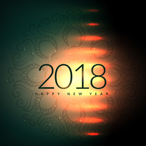 Decor pattern with 2018 new year background vector  