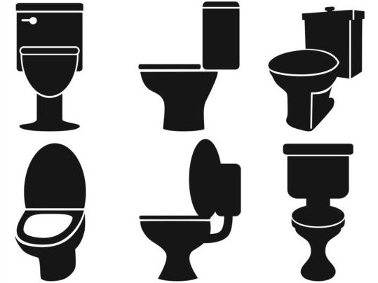 Différentes silhouettes de toilette vecteur  