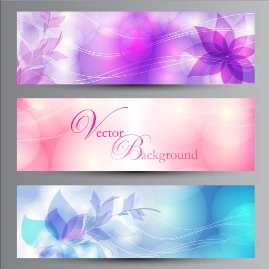 Dream blommig banners vektor uppsättning  