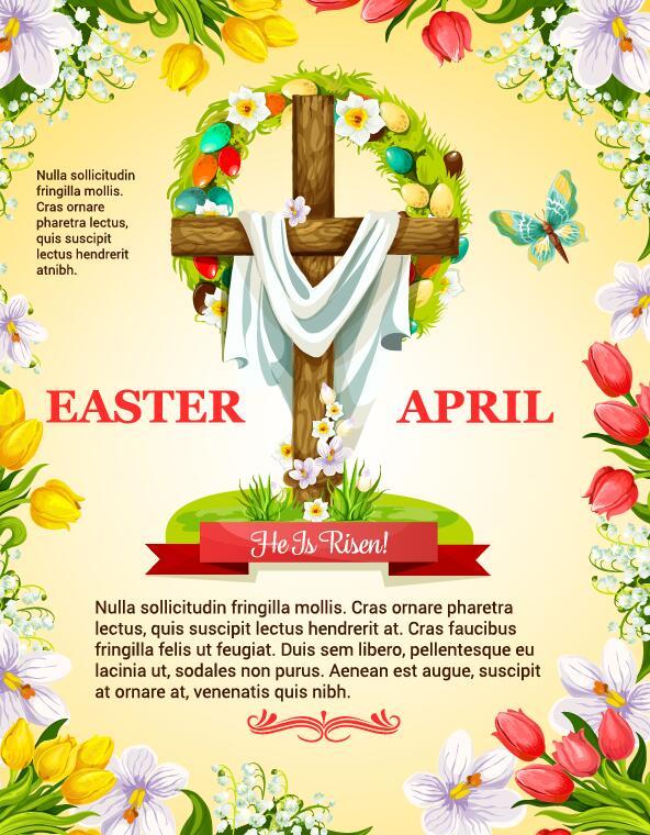 Easter poster template design vector 03  
