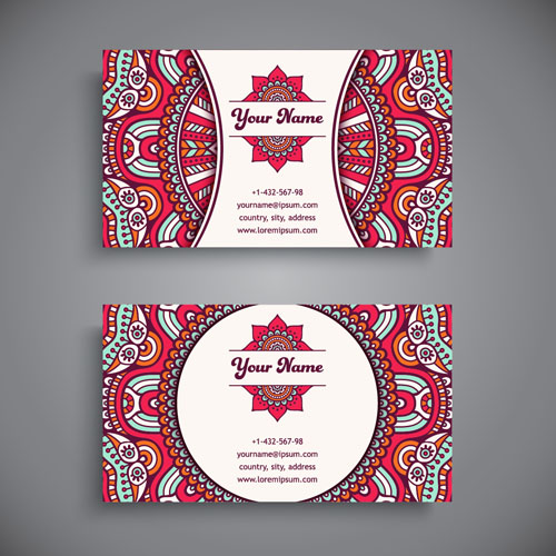Ethnic pattern business card vintage vector 10  
