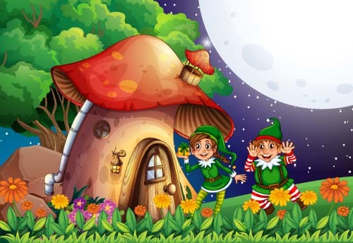 Fairy tale world and mushroom house vector 10  