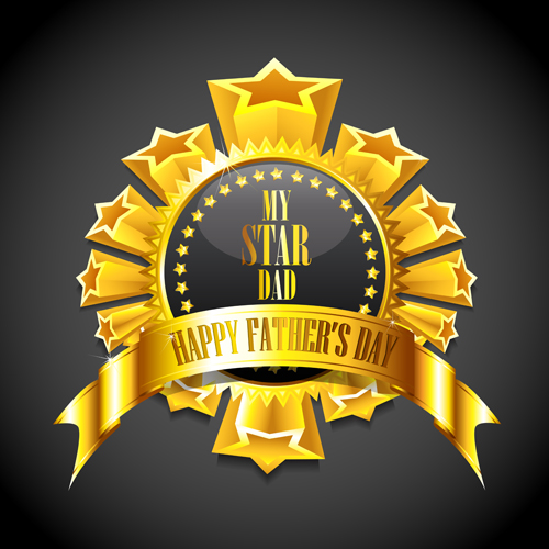 Father day golden labels vector graphics 02  