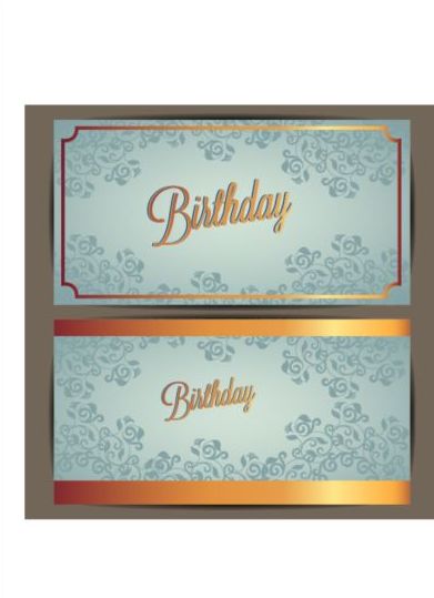 Floral birthday invitation card vector set 04  