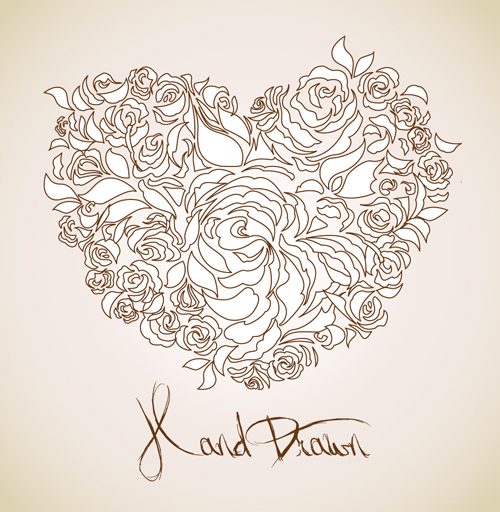 Creative Floral hearts design vector graphics 05  