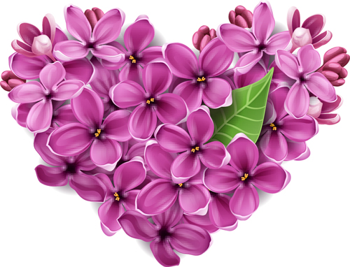 Vector Flowers heart design elements 04  