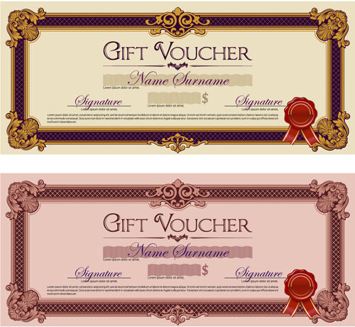 Gift voucher vintage styles vectors 02  