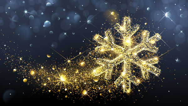 Golden snowflake with abstract background vector  