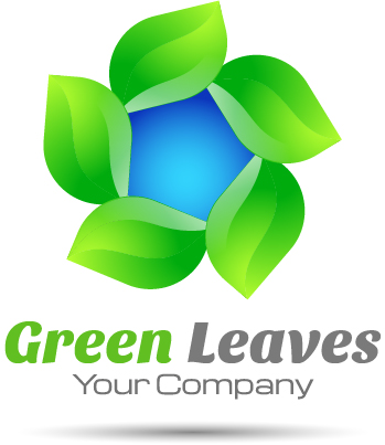Green leaves round logo design vector  