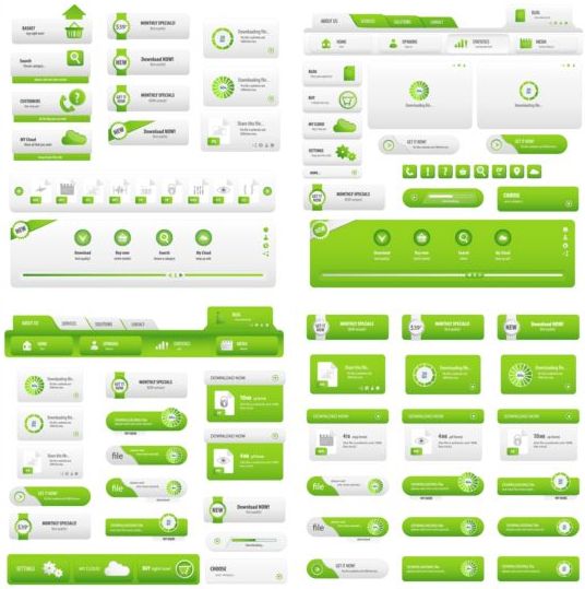 Grön webbplats mall med knapp vektor  