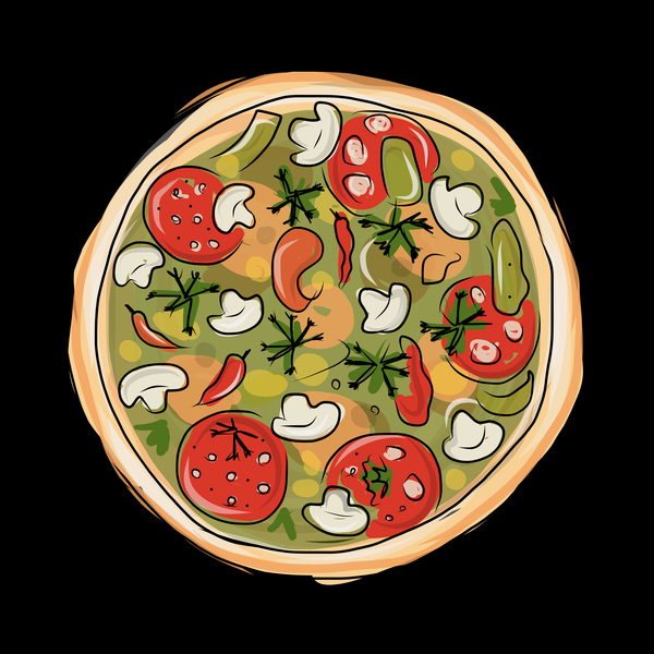 手描きのピザのベクトル図  
