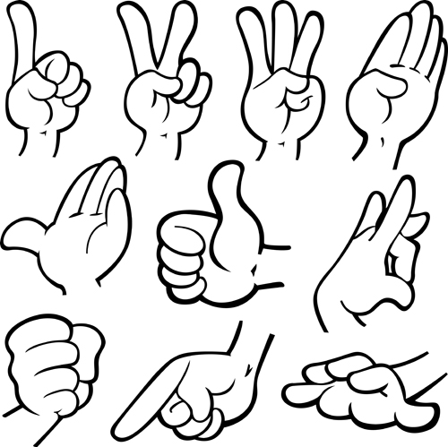 Different hand gesture vector set 03  