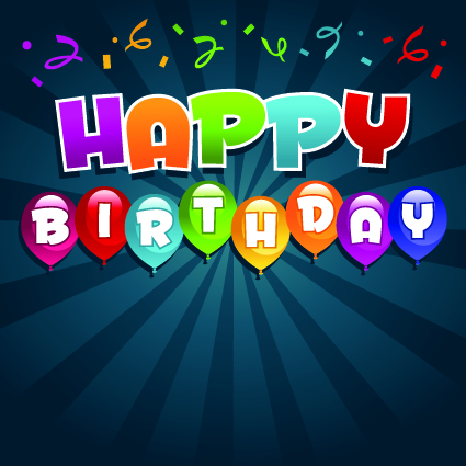 Happy birthday balloons of greeting card vector 01  