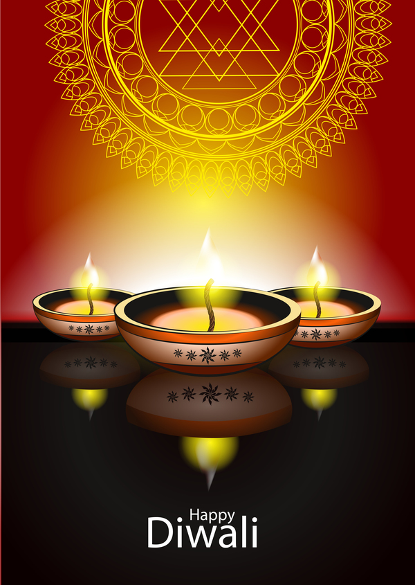 Glücklicher diwali Feiertagskerzen-Hintergrundvektor  
