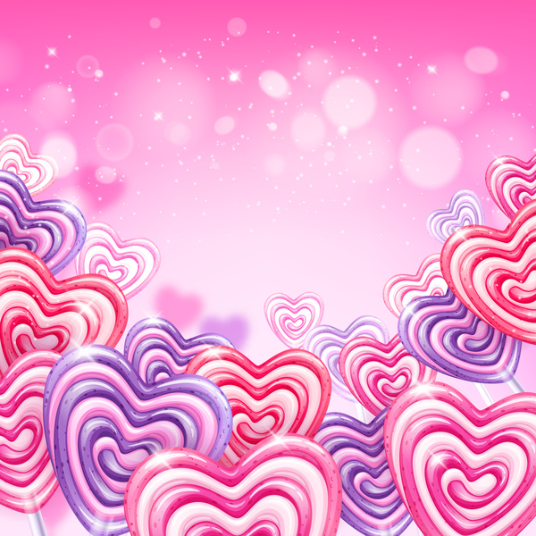 Heart candy cane with pink background vectors 02  