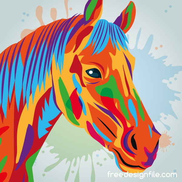 馬の手描き水彩の背景  