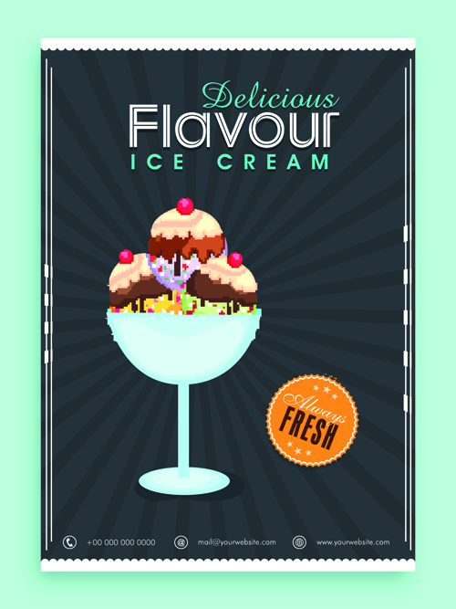 Ice cream vintage poster vector material 07  