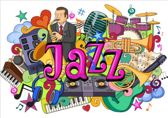 Jazz-Musik doodle Vektorillustration  
