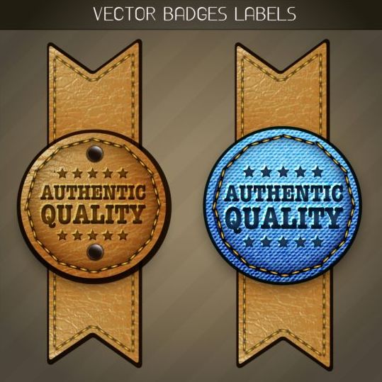 Etichetta in jeans e badge in pelle Vector 09  