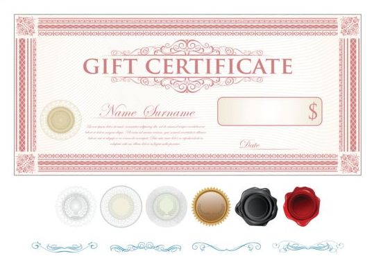 Light colored gift certificate template vector 02  