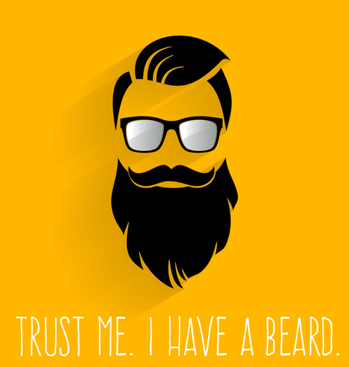 Long beard hipster head portrait vector set 12  