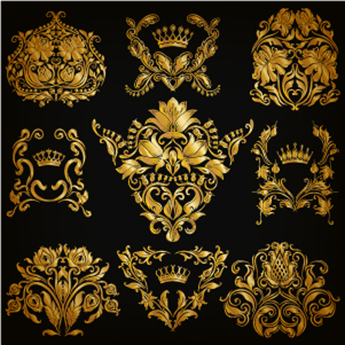 Luxury floral ornaments golden vectors 06  