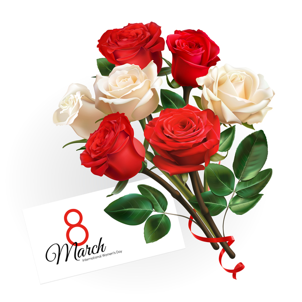 Mothers Day card with red rose vector 04  