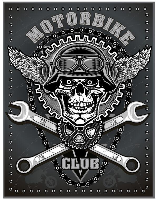 Motorradclubzeichen-Designvektor 04  