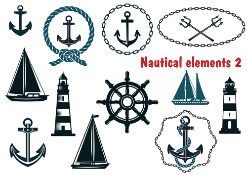 Nautical elements vector pack 01  