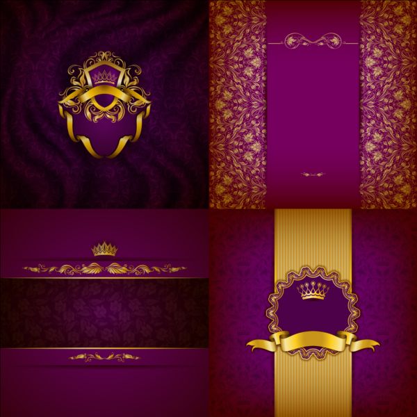 Ornate backgrounds with golden decoration vector 09  