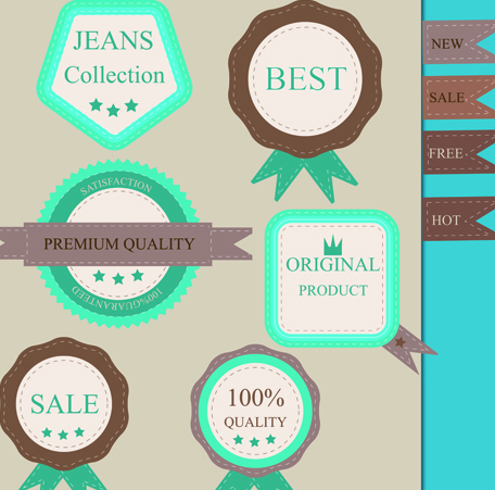 Set of guaranty quality and Premium labels vector 01  