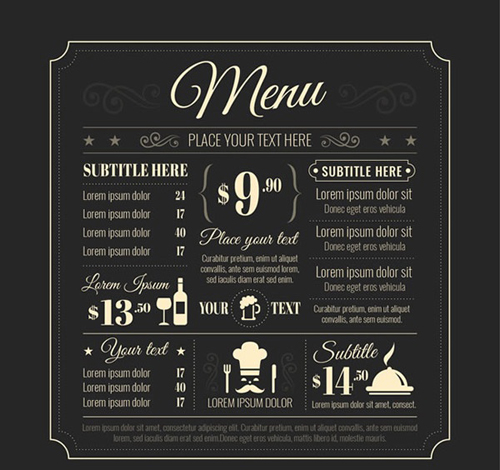 Restaurant menu blackboard vector material  