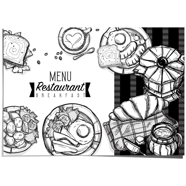 Restaurant petit déjeuner menu modèle vecteur  
