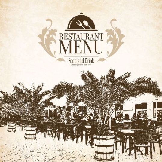 Retro with vintage restaurant menu cover vector 03  