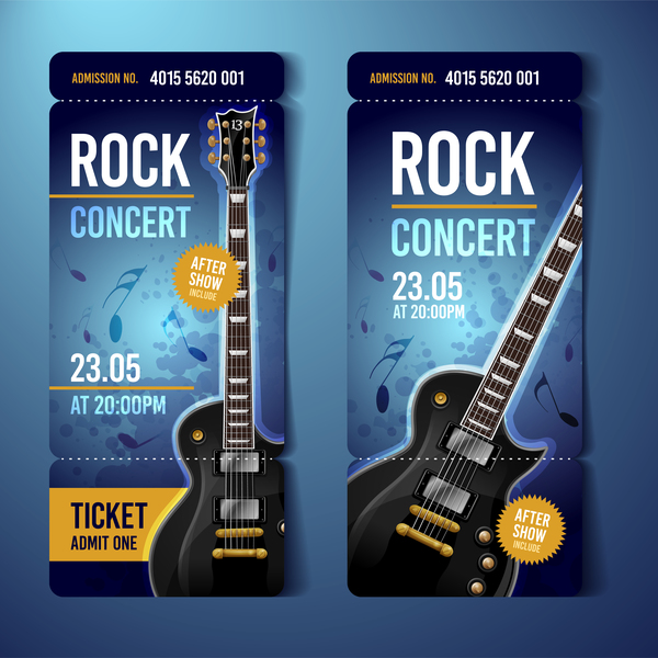 Rock concert tickets template vector 03  