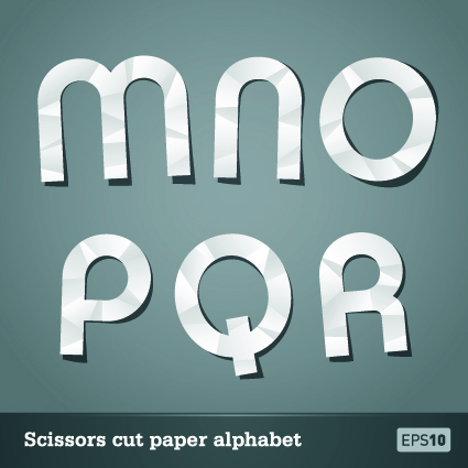 Vector Scissors cut paper alphabet art 05  