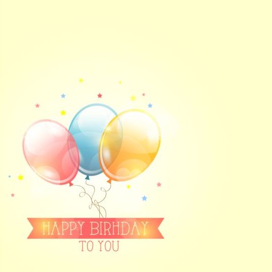 Shiny balloon with birthday background vector 02  