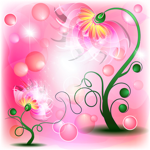 Shiny flower with pink background vector  