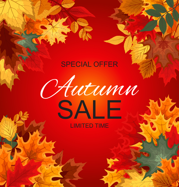 Special offer autumn sale template vector set 01  