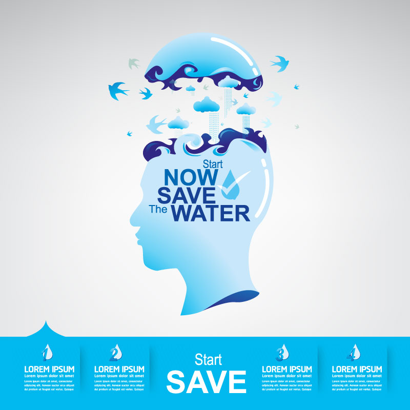 Start now save the water infographic vector 21  