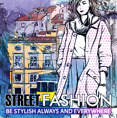 Street stylish everywhere hand drawing background vector 17  