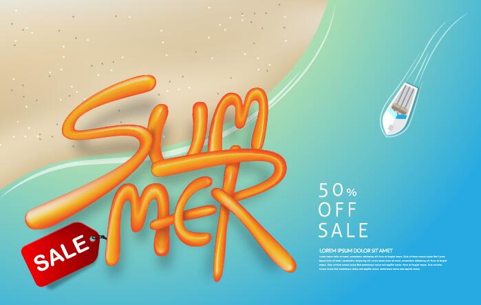 Summer sale poster vector template 04  