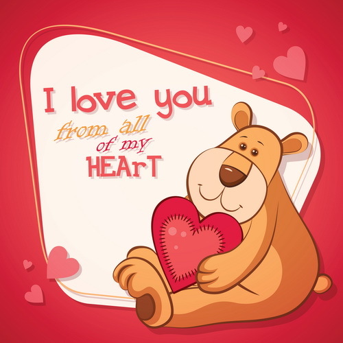 Teddybär mit Valentinsgrußkartenvektor  