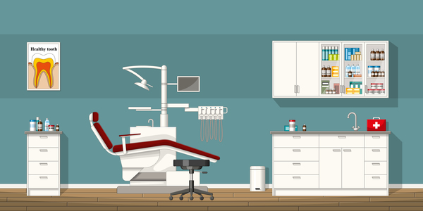 Tooth doctor and office design vector 02  