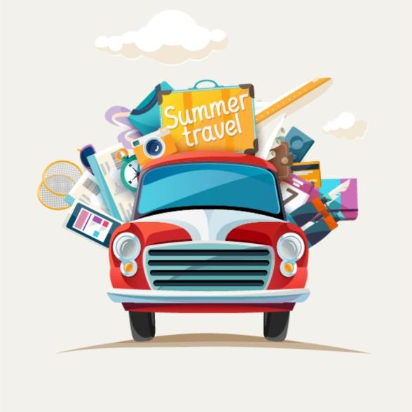Travel by car in summer holiday vector  