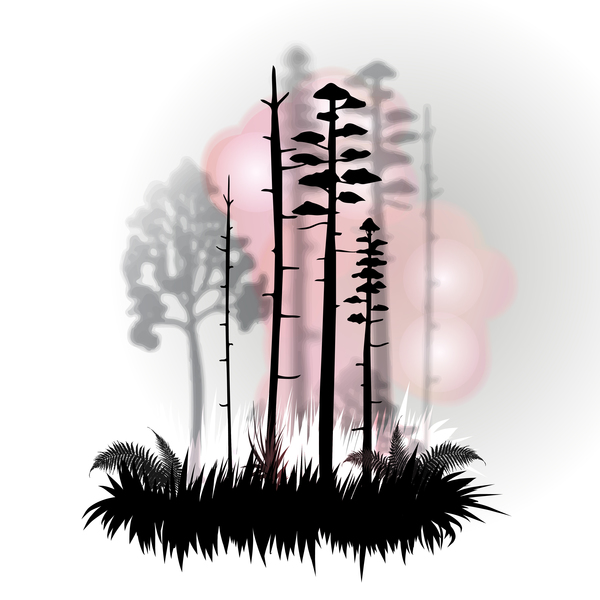 Tree silhouette with city landscape fashion vector 03  